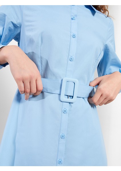 Yeni Sezon Düz Uzun Kollu Poplin Kadın Gömlek Elbise indirimleri