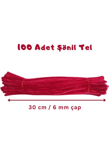 Şönil Tel, El Işi, Dıy, Hobi ve Çiçek Yapım Teli, Vişne Çürüğü, 100 Adet, 6 mm - 30 cm fiyatları