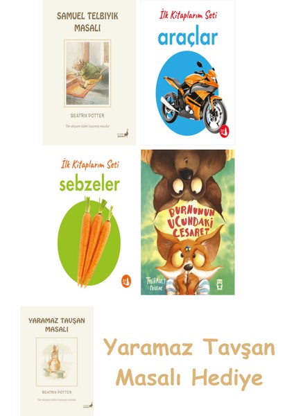 Beatrix Potter 13 - Samuel Telbıyık Masalı + Ilk Kitaplarım - Araçlar (Ciltli) + Ilk Kitaplarım - Sebzeler (Ciltli) + Burnunun Ucundaki Cesaret