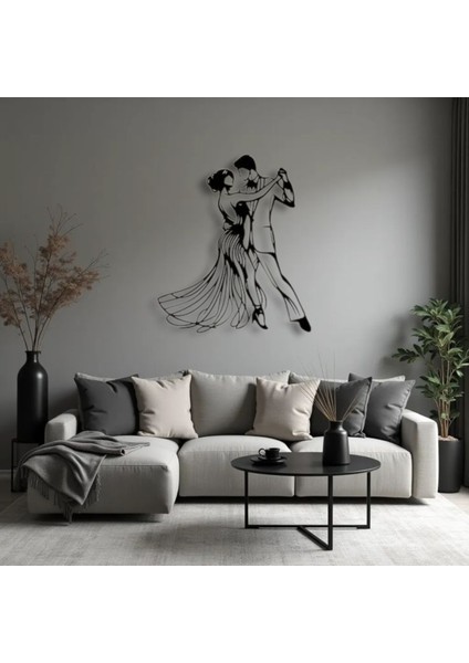 Metal Dansçı Figürü Duvar Dekoru – Modern Minimalist Çift Dans Metal Tablo Ev ve Ofis Duvar Süsü