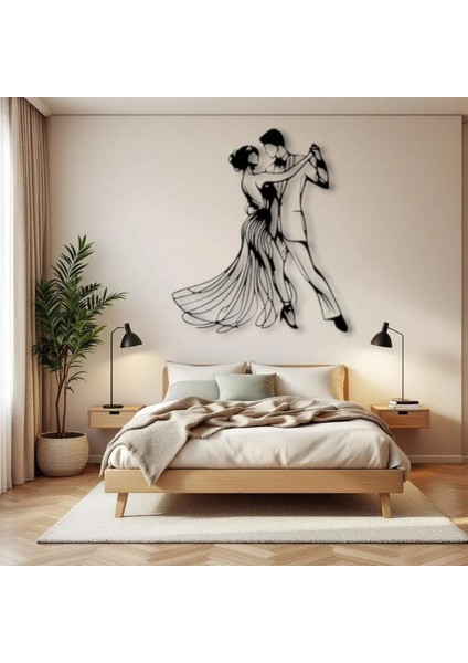 Metal Dansçı Figürü Duvar Dekoru – Modern Minimalist Çift Dans Metal Tablo Ev ve Ofis Duvar Süsü
