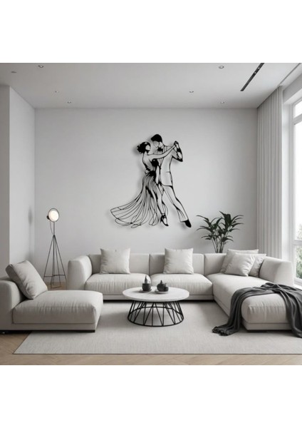 Metal Dansçı Figürü Duvar Dekoru – Modern Minimalist Çift Dans Metal Tablo Ev ve Ofis Duvar Süsü