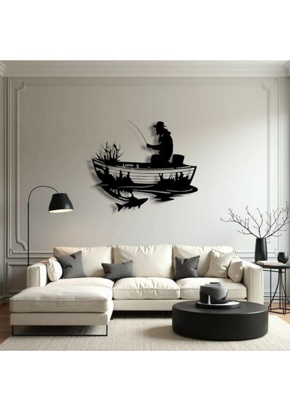 Balıkçı ve Tekne Siluet Metal Duvar Dekoru – Doğayla Baş Başa Sanatsal Tasarım indirimleri