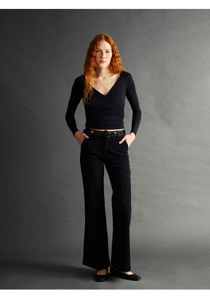 Yeni Sezon Beli Kemerli Slim Fit Kadın Jean Pantolon