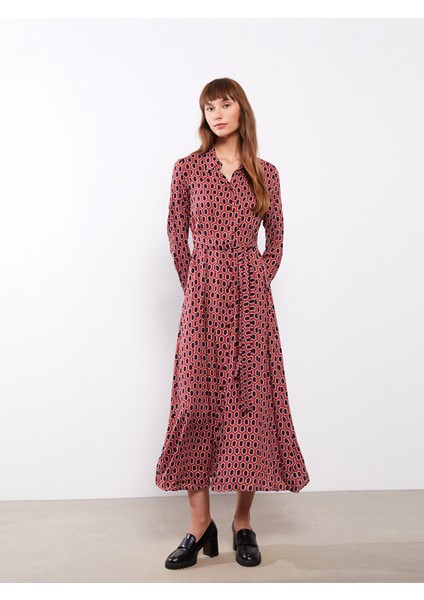 Yeni Sezon Desenli Uzun Kollu Viskon Kadın Gömlek Elbise fiyatları