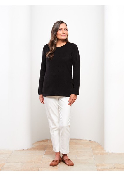 Yeni Sezon Bisiklet Yaka Kendinden Desenli Uzun Kollu Kadın Triko Kazak modelleri