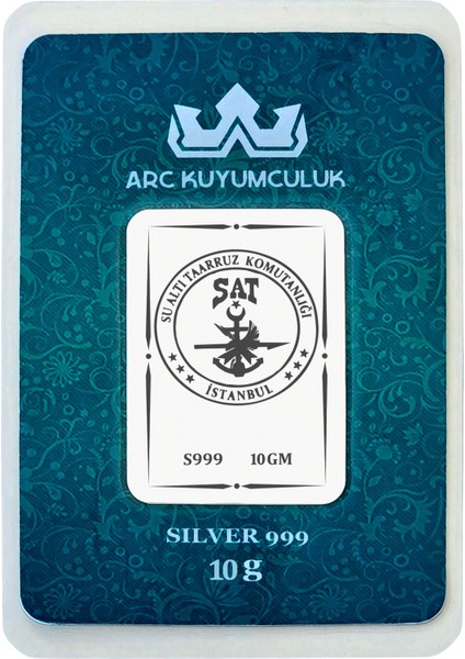 999 Ayar Gümüş ile Üretilmiş Su Altı Taarruz Komutanlığı Temalı Hediyelik 10 Gram Gümüş KÜLÇESI-675