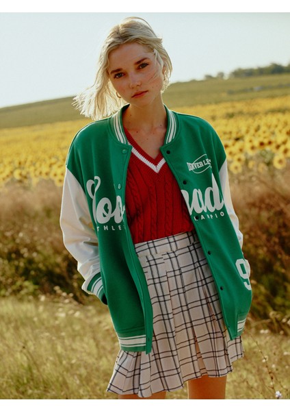 Yeni Sezon Baskılı Uzun Kollu Kadın Kolej Ceket