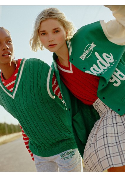 Yeni Sezon Baskılı Uzun Kollu Kadın Kolej Ceket modelleri