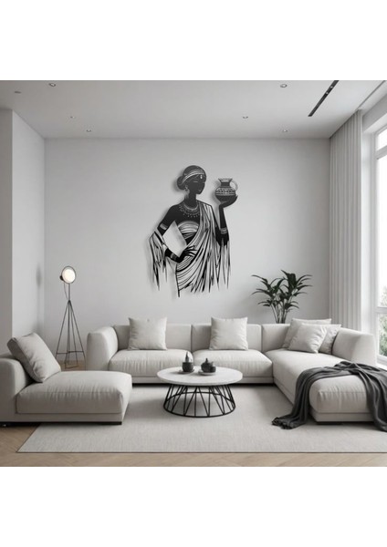 Metal Afrika Kadın Duvar Dekoru – Modern Minimalist Metal Tablo Salon Antre Ofis Ev Dekorasyon fiyatları