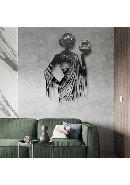 Metal Afrika Kadın Duvar Dekoru – Modern Minimalist Metal Tablo Salon Antre Ofis Ev Dekorasyon modelleri