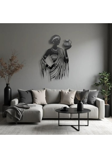 Metal Afrika Kadın Duvar Dekoru – Modern Minimalist Metal Tablo Salon Antre Ofis Ev Dekorasyon fırsatları