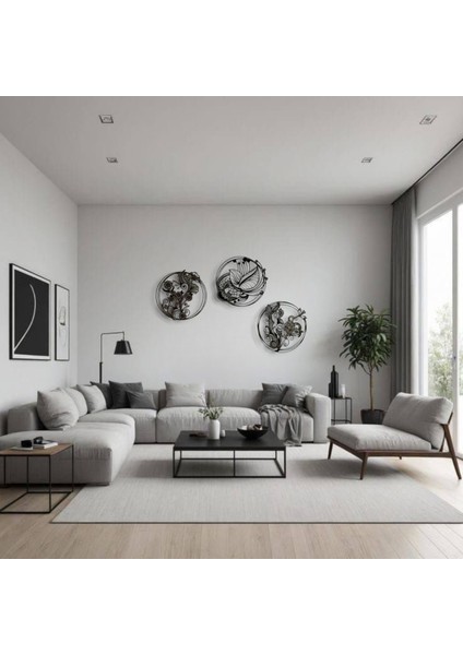 3’lü Dairesel Desenli Metal Tablo Seti – 3D Gölgeli Modern Duvar Dekoru, Şık Ev Hediyesi fırsatları