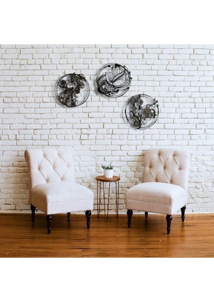 3’lü Dairesel Desenli Metal Tablo Seti – 3D Gölgeli Modern Duvar Dekoru, Şık Ev Hediyesi