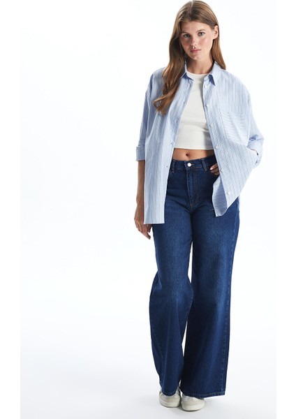 Yeni Sezon Çizgili Oversize Oxford Kadın Gömlek fiyatları