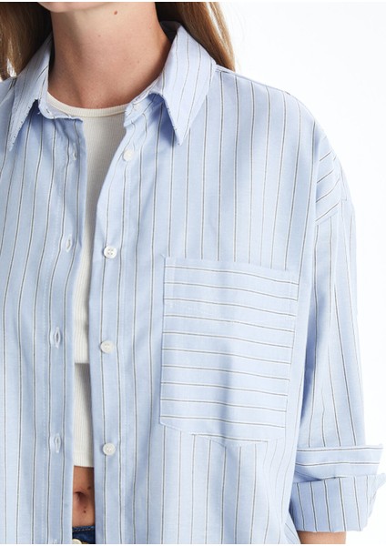 Yeni Sezon Çizgili Oversize Oxford Kadın Gömlek modelleri