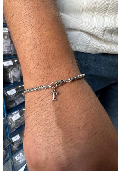 Kişiye Özel Harfli Spor Zincirli Unisex Çelik Bileklik Sevgiliye Eşe Hediye ECK07H modelleri