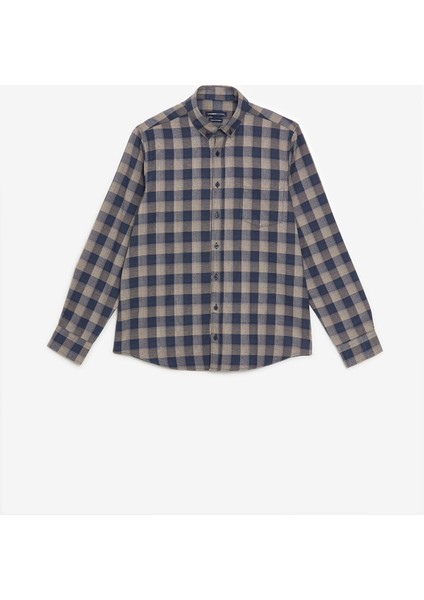 Yeni Sezon Regular Fit Uzun Kollu Ekose Gabardin Erkek Gömlek indirimleri