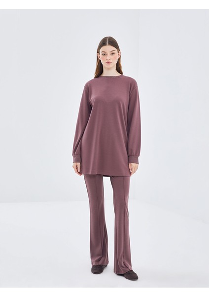 Yeni Sezon Bisiklet Yaka Desenli Kadın Sweatshirt Tunik fiyatları