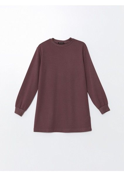 Yeni Sezon Bisiklet Yaka Desenli Kadın Sweatshirt Tunik fırsatları