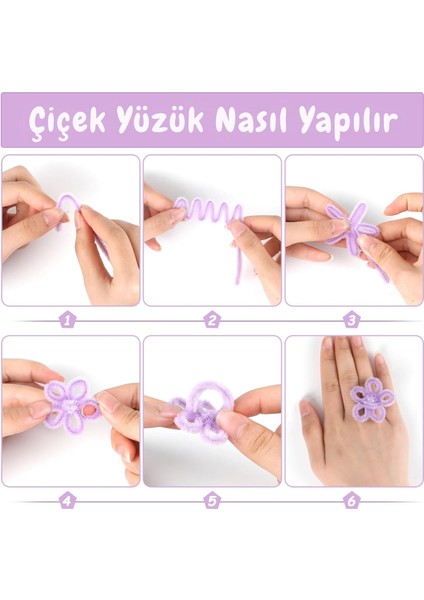 Şönil Tel, El Işi, Dıy, Hobi ve Çiçek Yapım Teli, Lavanta, 100 Adet, 6 mm - 30 cm indirimleri