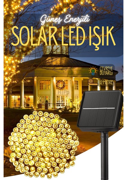 Solar Güneş Enerjili Dış Mekan Bahçe 8 Modlu 10METRE 100 LED Gün Işığı Aydınlatma