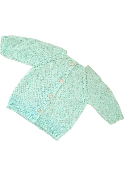 0-1 Yaş Örgü Yeşil Kırçıllı Desen Bebek Hırkası modelleri