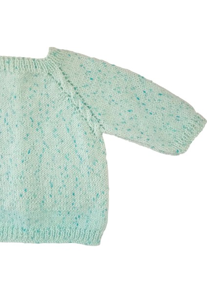 0-1 Yaş Örgü Yeşil Kırçıllı Desen Bebek Hırkası