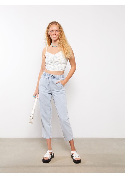 Yeni Sezon Kadın Mom Fit Düz Jean Pantolon