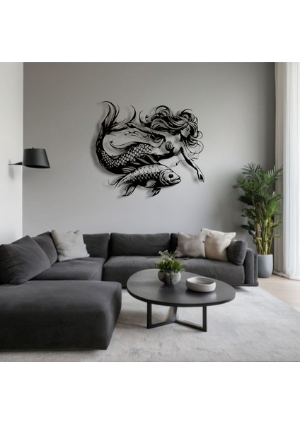 Denizkızı ve Balık Temalı Metal Duvar Dekoru – Deniz Ruhunu Yansıtan Sanatsal Tasarım