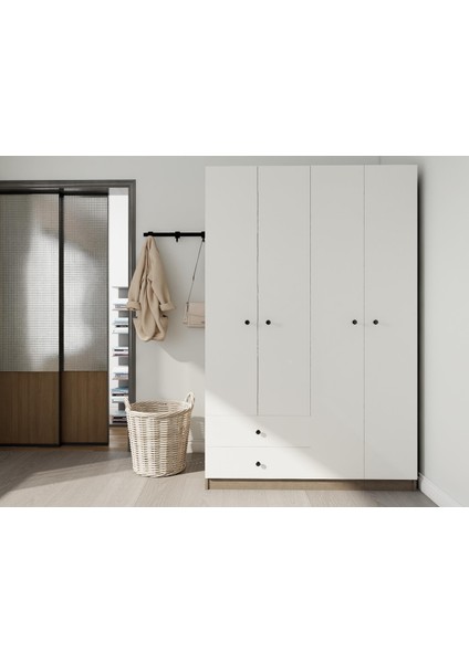 4 Kapaklı 2 Çekmeceli Gardırop Antrasitmeşe-Byz