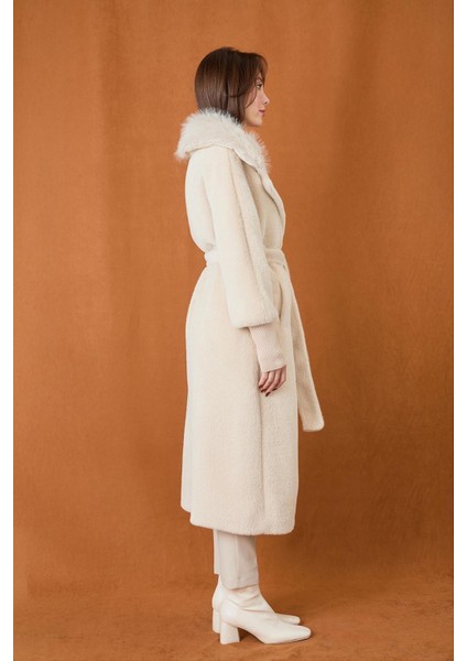 Kadın Çift Yakalı Kuşaklı Angora Kaban 15229 modelleri