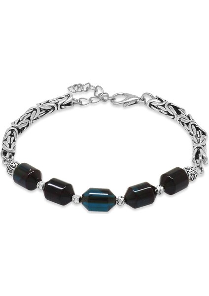 Kararmaz Metal Kral Zincirli Beyaz Dorika Top Süslemeli Su Mavisi Siyah Ateş Kehribar Erkek Bileklik