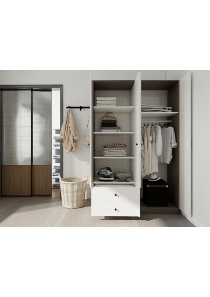 4 Kapaklı 2 Çekmeceli Gardırop Antrasitmeşe-Byz modelleri