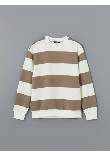 Yeni Sezon Bisiklet Yaka Uzun Kollu Çizgili Erkek Kalın Sweatshirt indirimleri