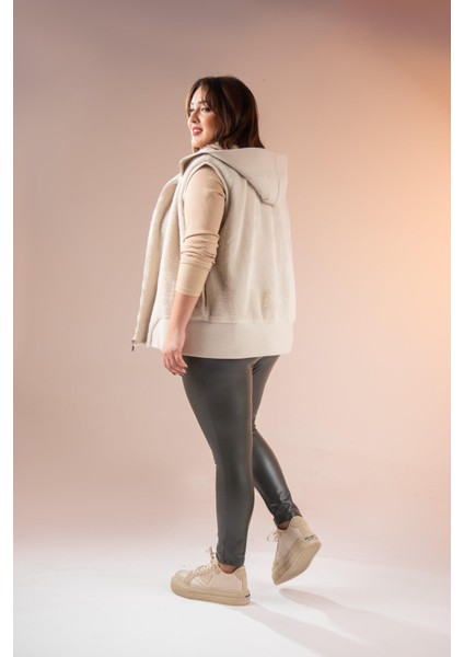 Kadın Büyük Beden Deri Kahverengi Tayt indirimleri