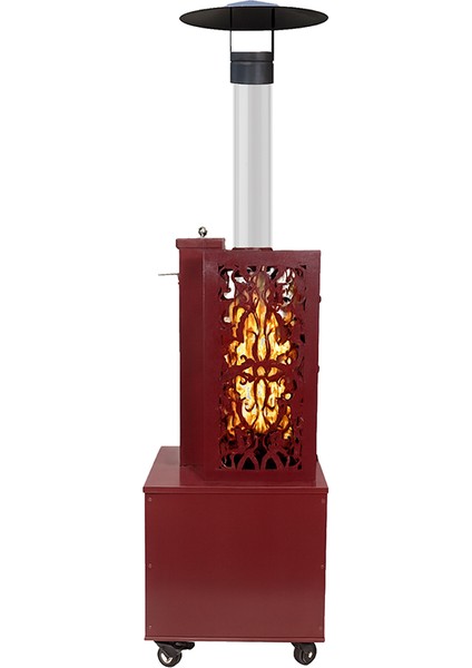 Retro Kırmızı Kutulu Lazer Kesimli Pelet Soba