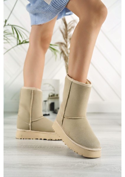 Kadın Lüx Süet Içi Kürklü Kışlık Kalın Taban Konforlu Bot