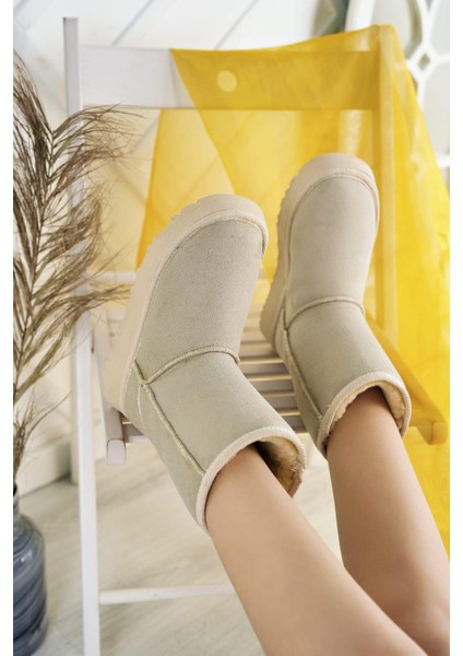 Kadın Lüx Süet Içi Kürklü Kışlık Kalın Taban Konforlu Bot modelleri