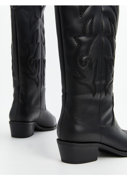 Yeni Sezon Deri Görünümlü Kadın Diz Üstü Çizme indirimleri