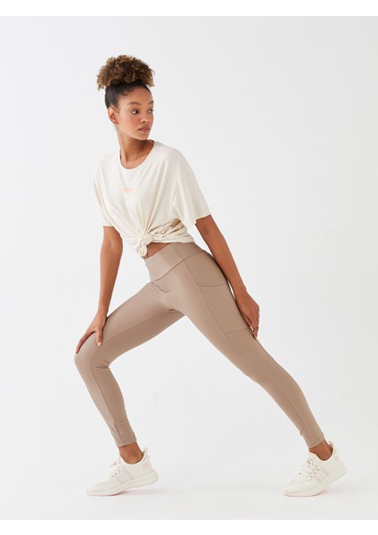 Yeni Sezon Beli Lastikli Düz Interlok Kadın Spor Tayt
