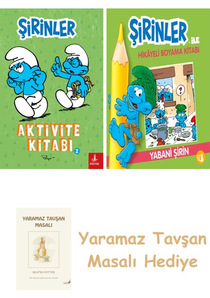 Şirinler - Aktivite Kitabı 2 + Şirinler ile Hikâyeli Boyama Kitabı - Yabani Şirin + Yaramaz Tavşan Masalı