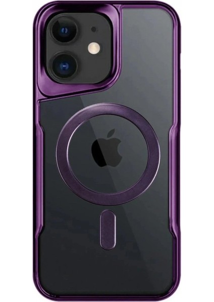 Ieg iPhone 12 Kılıf Boyi Magsafe Silikon Kapak - Derin Mor