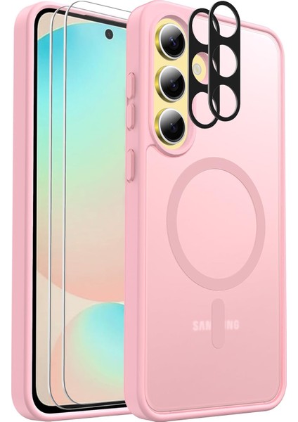 Samsung Galaxy S25 Uyumlu Kamera Lens+Ekran Koruyucu Magsafe Şarj Destekli Iz Tutmaz Mat Kapak