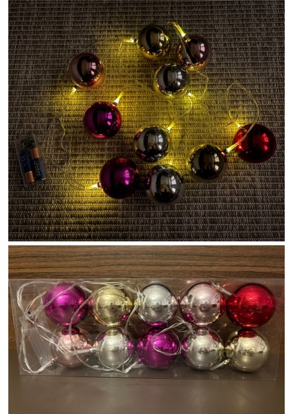 Pilli Işıklı Çam Ağacı Süsü Top LED Işık Noel Ağacı Topu Yılbaşı Süsleri New Year Merry Christmas