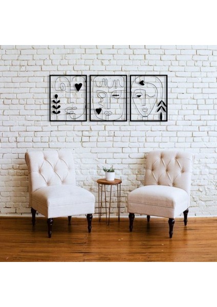 Soyut Yüz Figürü 3 Parça Metal Duvar Dekoru – Modern Minimalist Sanat fiyatları