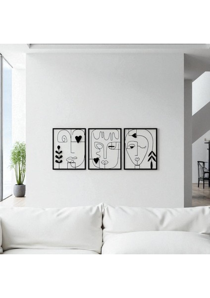 Soyut Yüz Figürü 3 Parça Metal Duvar Dekoru – Modern Minimalist Sanat indirimleri