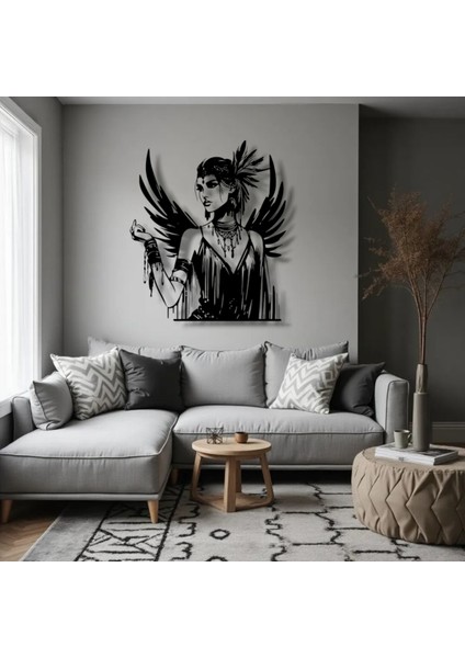 Gotik Melek Kadın Metal Duvar Dekoru – Güç, Asalet ve Sanatın Buluştuğu Nokta fiyatları