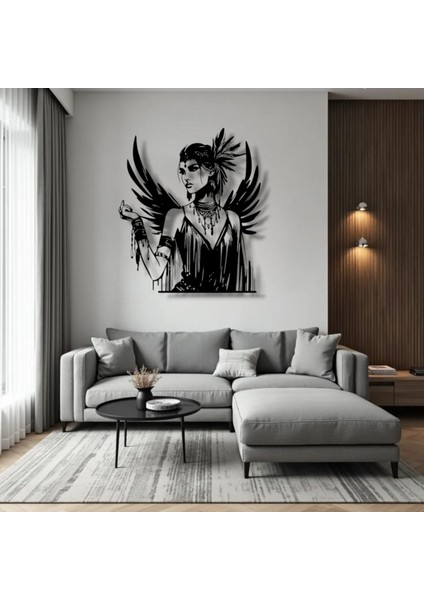 Gotik Melek Kadın Metal Duvar Dekoru – Güç, Asalet ve Sanatın Buluştuğu Nokta modelleri