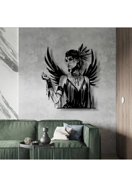 Gotik Melek Kadın Metal Duvar Dekoru – Güç, Asalet ve Sanatın Buluştuğu Nokta fırsatları